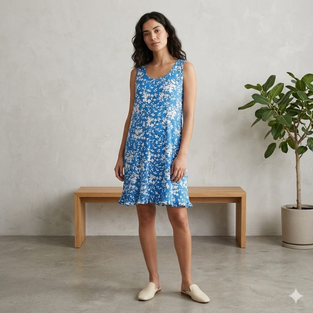 Draper James Blue White  Floral Lounge Dress/  Night Gown Small/Medium